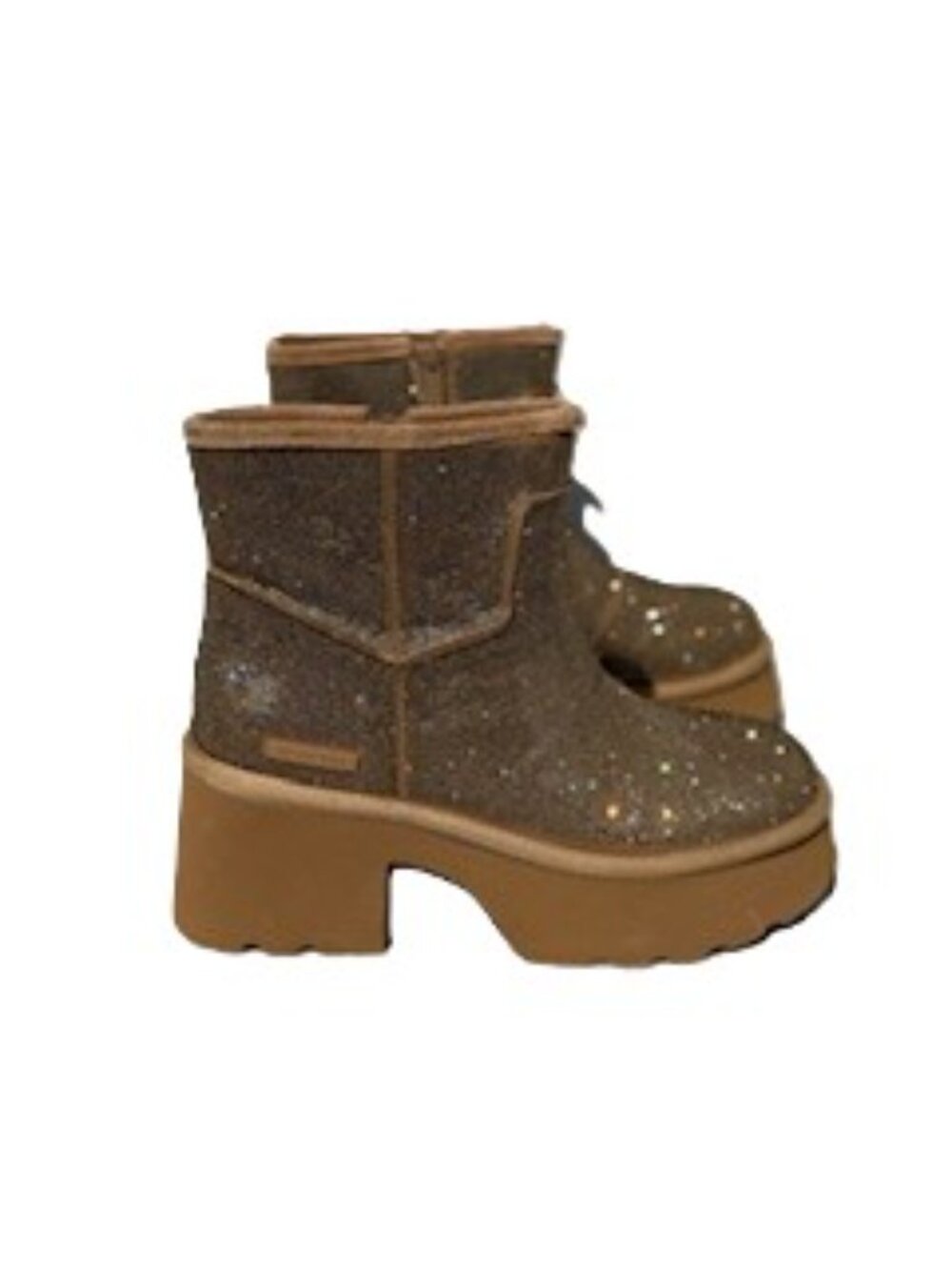 Michael Kors Tan Glitter Platform Ankle Boots